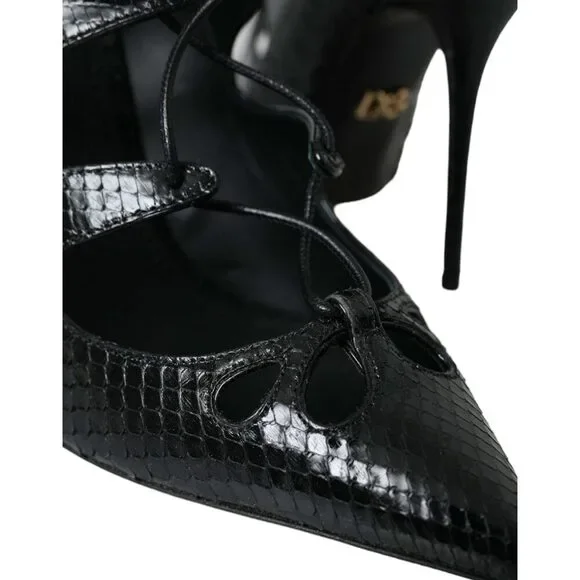 Dolce & Gabbana Black Python Leather Mary Jane Pumps Shoes - Picture 8 of 9